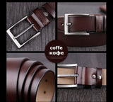 Men's genuine cow leather luxury strap belts (plate buckle)