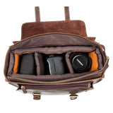Luxury Vintage Crazy Horse Leather Cowhide Travel Handbag ]Messenger Camera Video Bag