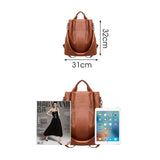 Retro Anti-theft Women Basic Backpack Female Large Capacity Travel Pu Leather Bag Durable Book Hold For School Students Handbags