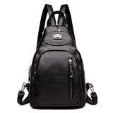 Brand Women's Leather Chest Bags for Women Large Capacity School Backpack for Girls Lock Anti-theft Backpack Leisure Daypacks
