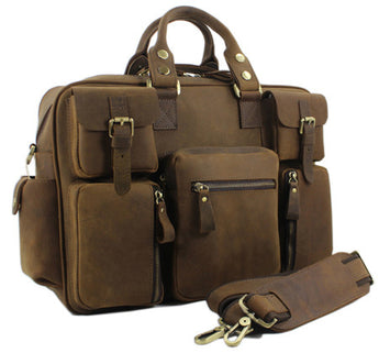 Genuine Leather Luggage Travel Duffel Bag