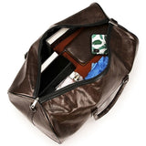 Male Leather Travel Bag Large Duffle Independent Shoes Storage Big Fitness Bags Handbag Bag Luggage Shoulder Bag Black
