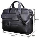 Large Men's Genuine Leather Handbag for Men Business Travel Messenger Bag 14 Inch Laptop Shoulder Bag Male Briefcase