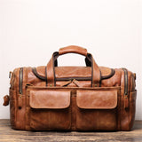 High Quality Large Big Vintage Brown Black Genuine Leather Business Men Travel Bags Shoulder Messenger Duffle Bag