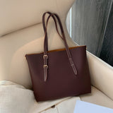 2pcs/Set PU Leather Handbag Women Large Capacity Casual Shoulder Clutch Bag Female Shoulder Bag Ladies' Crossbody Travel