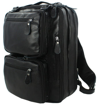 black leather backpack for school big Multi-functional Genuine Leather Backpack Travel Large Capacity rucksa – Travel Bag Gallery