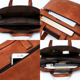 Men's Briefcase For 14" Laptop Business 2Pcs Set Handbags High Quality Leather Office Shoulder Tote