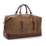 Canvas Leather Men Travel Carry on Luggage Duffel Handbag Tote Large Weekend Bag