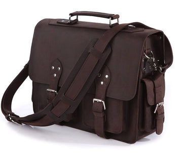 Vintage Genuine Horse Leather Travel Bag - High Quality Messenger